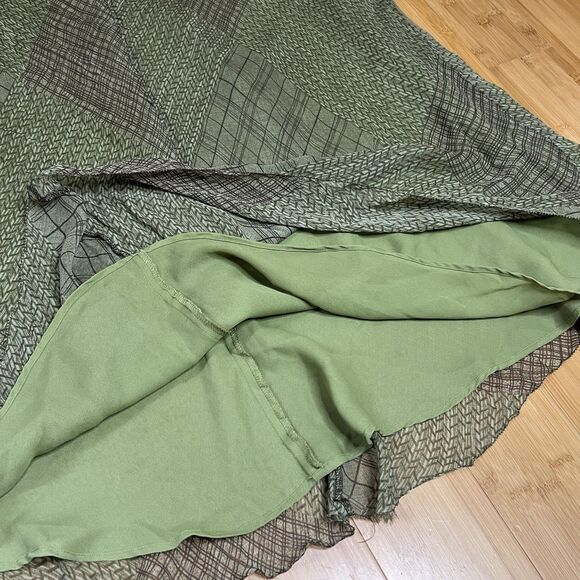 Alfani Skirt Womens 18W Green Brown Silk Boho Fairy Y2k Mixed Print Plus Size - Picture 3 of 8